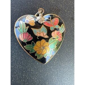 Vintage Cloisonne Heart Pendant.